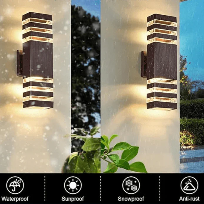 BowLift | LumiBloc LED outdoor wall light | Up & Down effect | E27 socket | IP65 waterproof | Modern design for garden & balcony