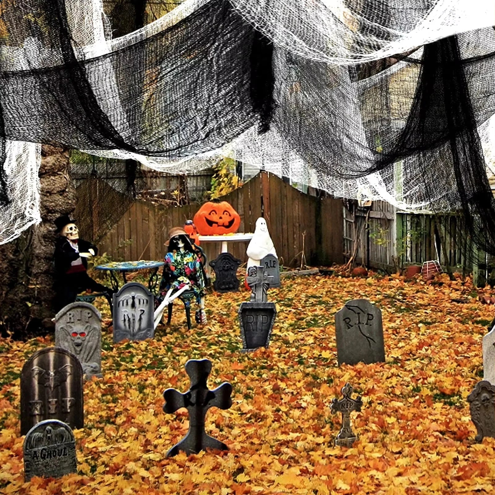 BowLift | Hanging decoration made of black gauze for Halloween — perfect for walls, fireplace, and doors