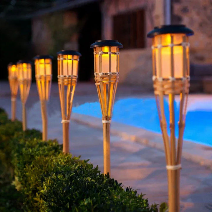 BowLift | Solar Torch 5-piece Set | Flame Look LED Garden Lights | Solar Powered | Decorative Light for Outdoor