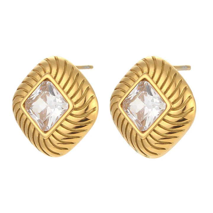 BowLift | Chunky Spiral Texture Diamond Accented Earrings