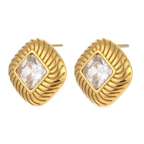 BowLift | Chunky Spiral Texture Diamond Accented Earrings