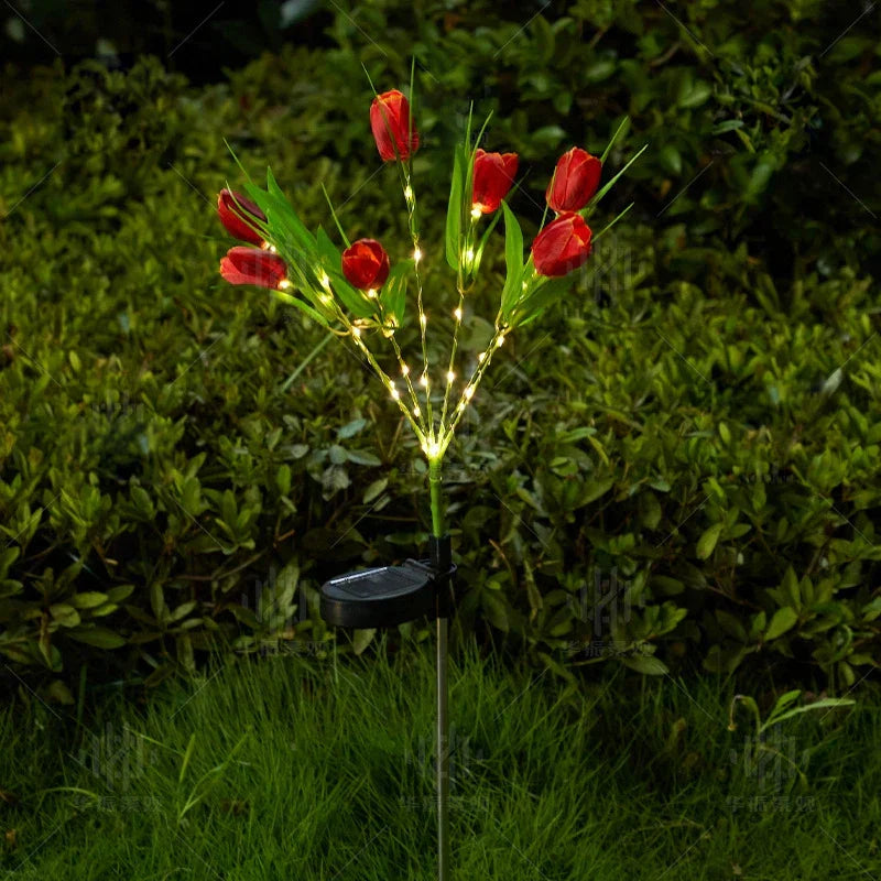 BowLift | GlowPetal Solar tulip | Decorative light for garden & balcony | LED light & weatherproof | Tulip shape with solar panel