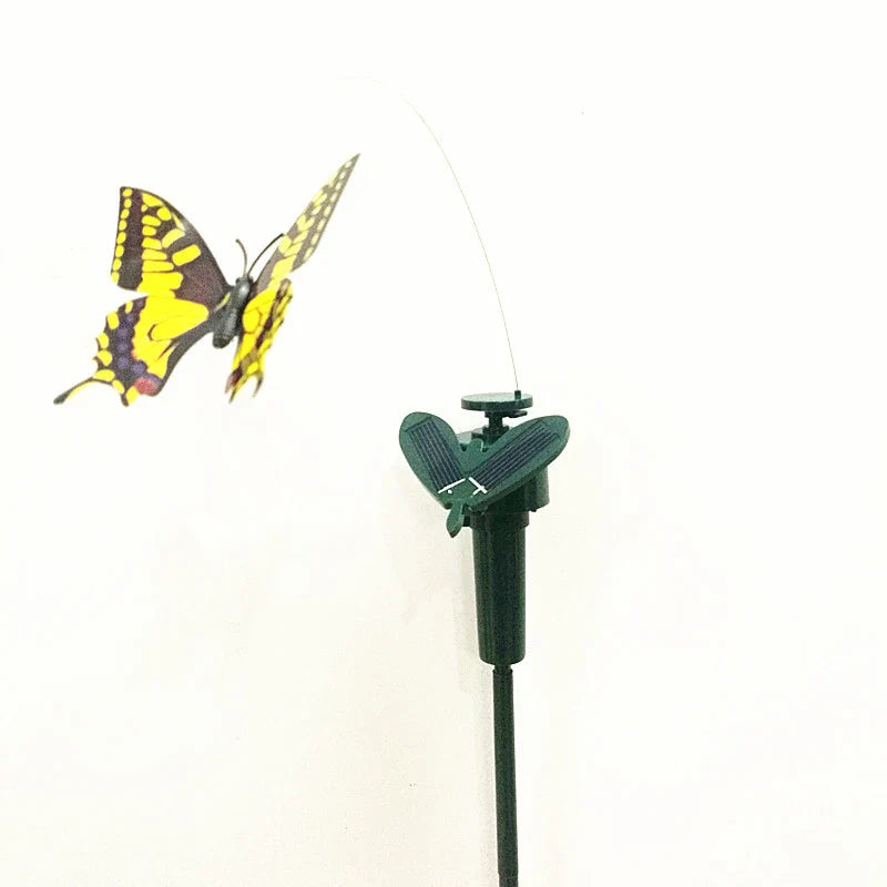 BowLift | SOLAVIA Sunflower Garden Stake | With rotating Butterfly or Hummingbird | Solar Decor for Garden & Potted Plants | 20×20×10 cm