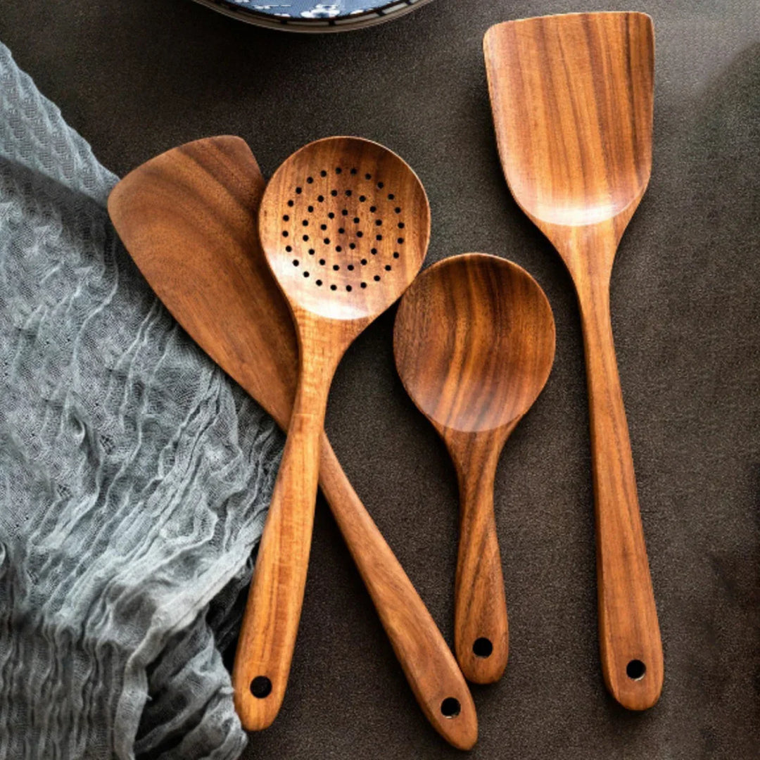 EcoWood – Luxurious cookware set made of wood with storage bucket Bowlift