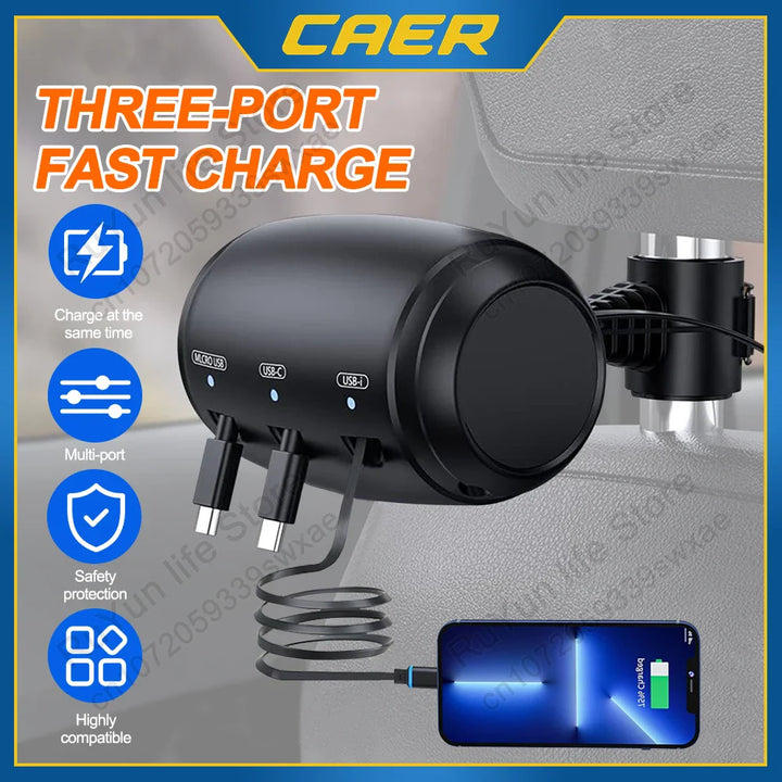 BowLift | Retractable Car Backseat Fast Charging Adapter