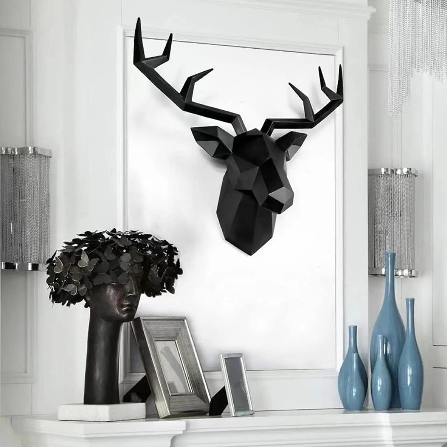 BowLift | 3D-Deer Head Sculpture, geometric resin, animal deer head wall decoration, modern home decor, luxurious decorative wall decor