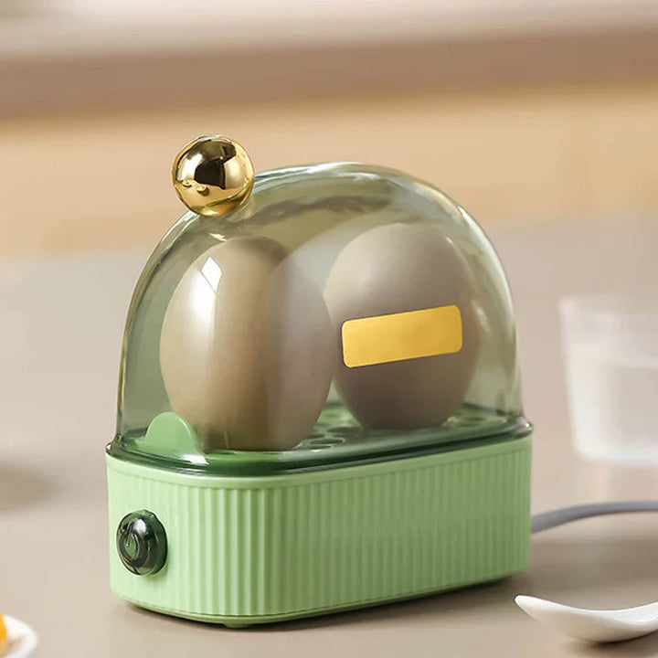 BowLift | 120W 220V Electric Egg Cooker & Egg Poacher - Automatic Mini Breakfast Machine for 2 Eggs, Portable Steamer