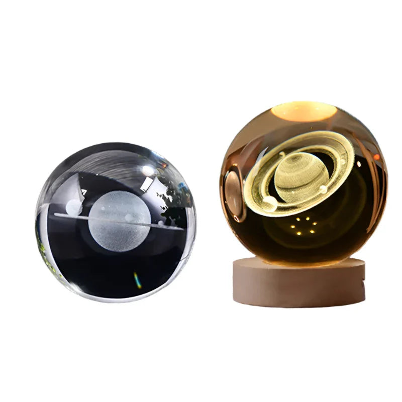 3D Crystal Night Light LED - Starry Sky Projector with Wooden Base, Romantic Lighting for Bedroom & Gifts | Bowlift