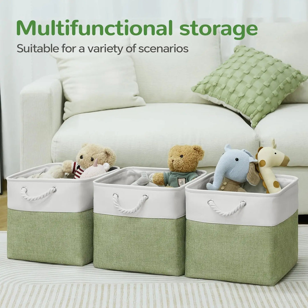 BowLift | Set of 6 Foldable Fabric Cube Storage Boxes with Rope Handles – Nadir