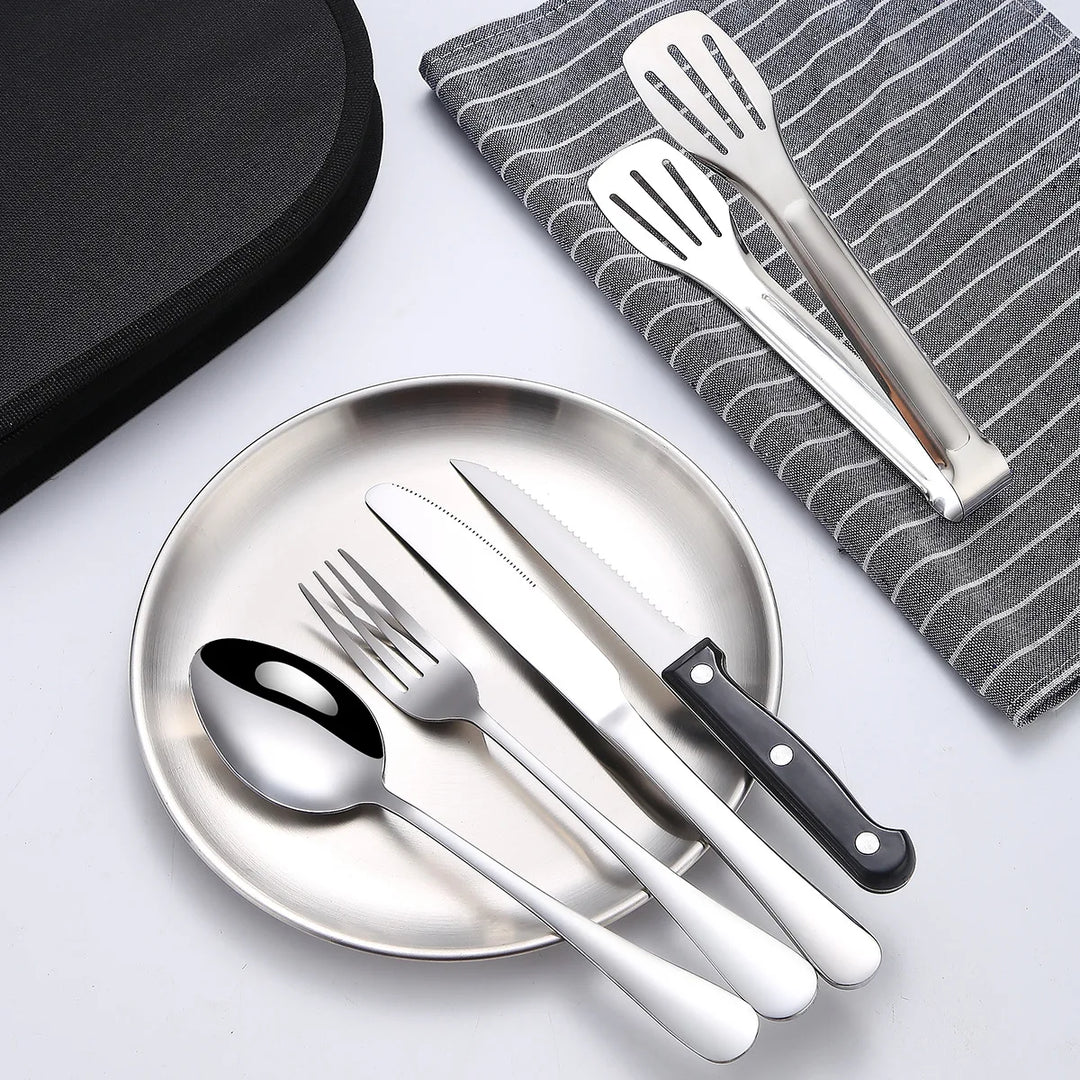 BowLift | Camping Cutlery Set Silviora Gear | 10/20-piece | Stainless Steel | For Outdoor, Picnic & Travel