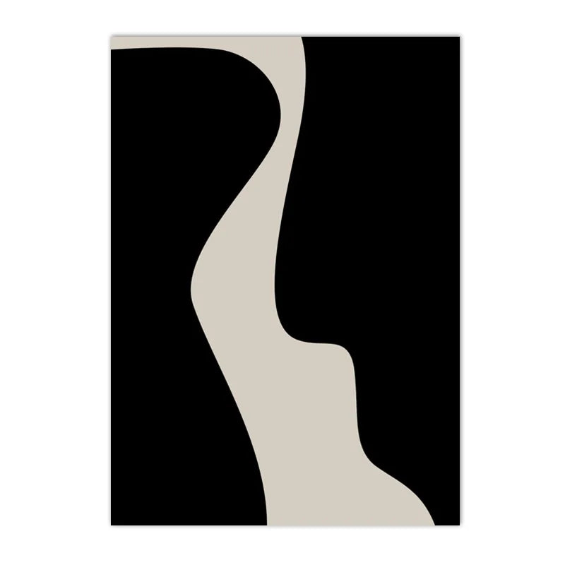 Modern Abstract Black Shape & Line Minimalist Wall Art Fine Art Canvas Prints Pictures For Modern Apartment Living Room Bedroom Art Decor | Bowlift