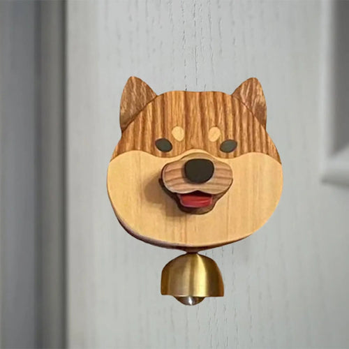 BowLift | Playful Shiba Dog Face Wooden Doorbell