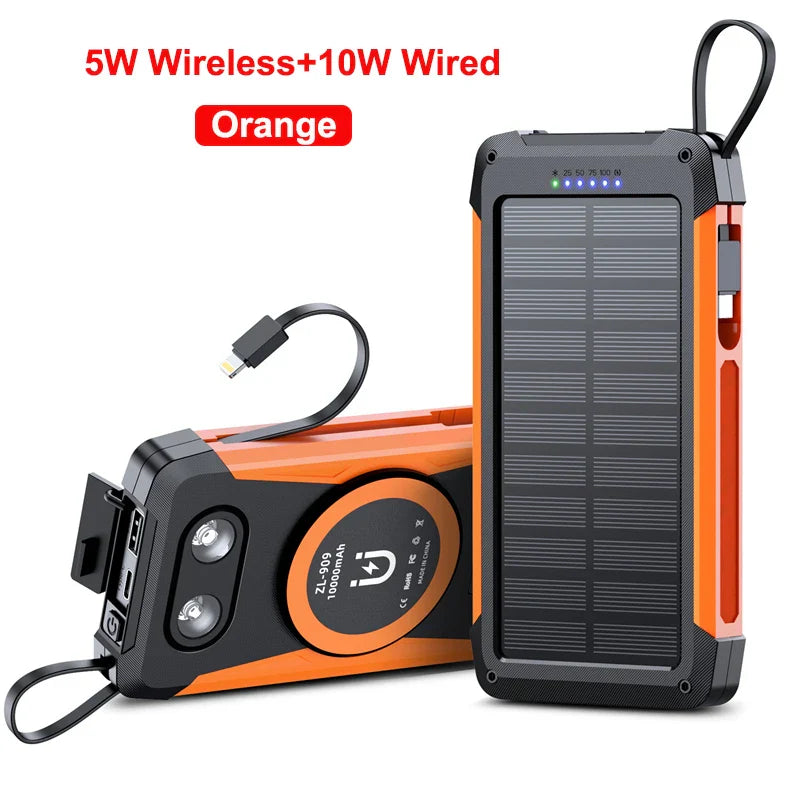 BowLift | Voltaris MagCharge Solar Powerbank 10000mAh | Magnetic Wireless Charging | 22.5W Fast Charging Function | With Cable & Flashlight | For iPhone, Samsung & Co.