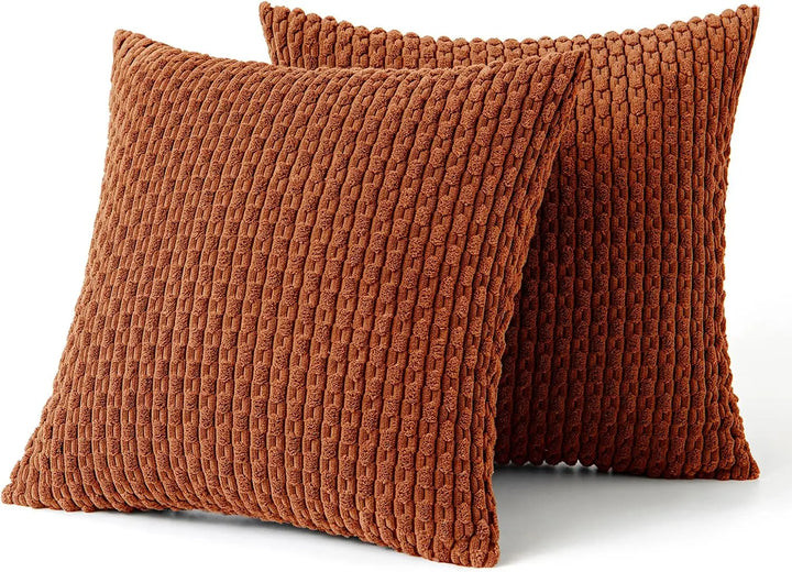 BowLift | Soft Ribbed Velvet Decorative Pillow with Stripes in Boho Style for Sofa and Bed
