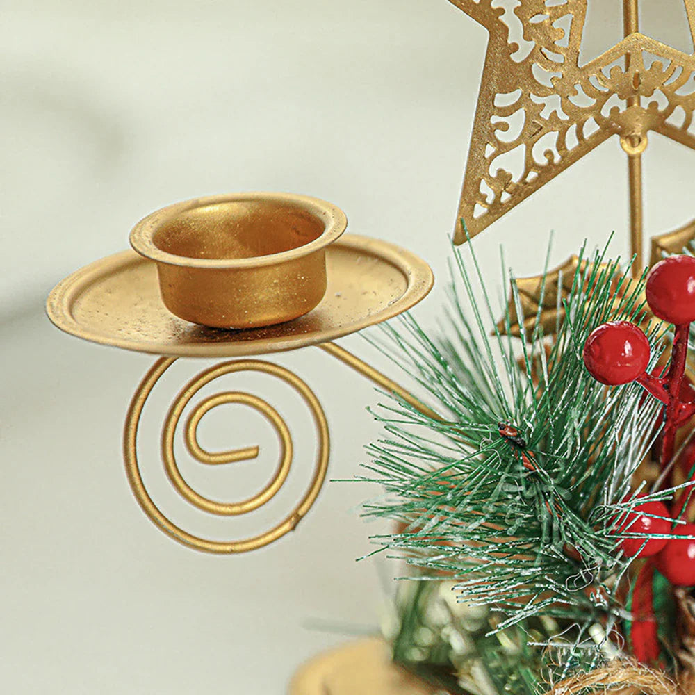 BowLift | Candle Holder LumiNoel | Golden Christmas Candle Holder Made of Iron | Snowflake, Star, Tree & Reindeer | Table Decoration for Christmas & New Year