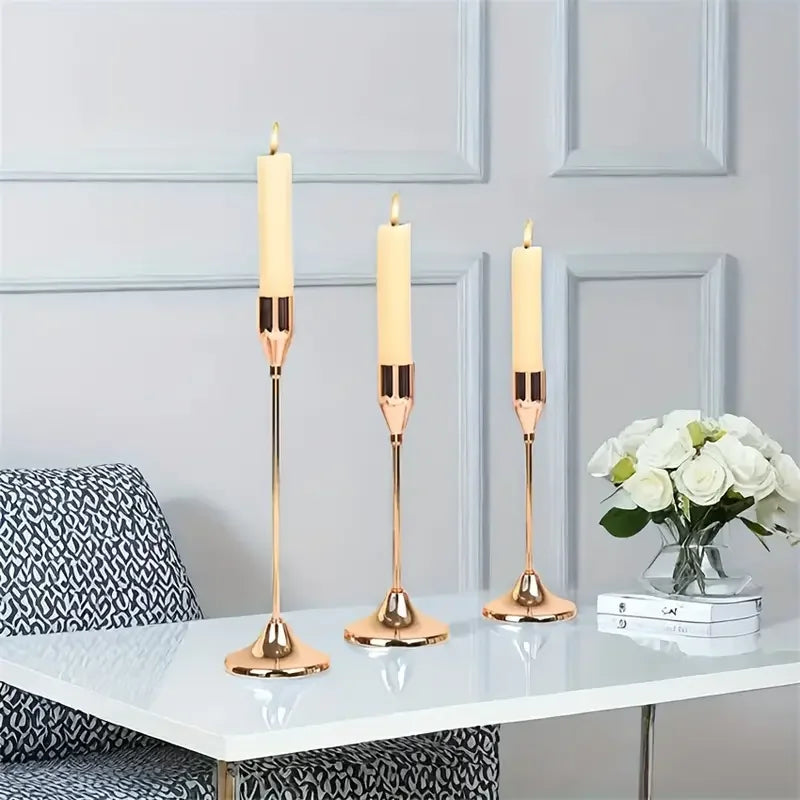 BowLift | Candle holder LumièreNoir | Set of 3 | Minimalist & Retro | Stainless Steel Black | For Wedding & Home Decor