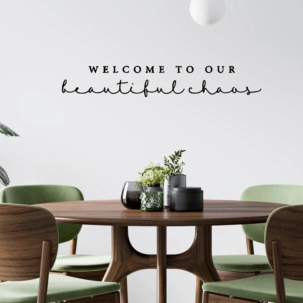Beautiful Chaos Family Home Wall Sticker Removable Peel and Stick Typographic Wall Decal For Living Room Dining Room Creative DIY Wall Decor | Bowlift