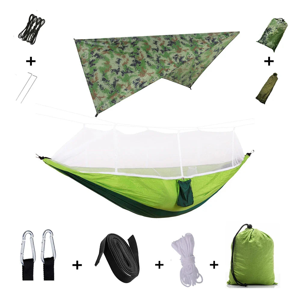 BowLift | Trek Viva Camping Hammock | Integrated Mosquito Net & Rain Cover | Ultralight & Tear Resistant | 3-in-1 Outdoor Solution