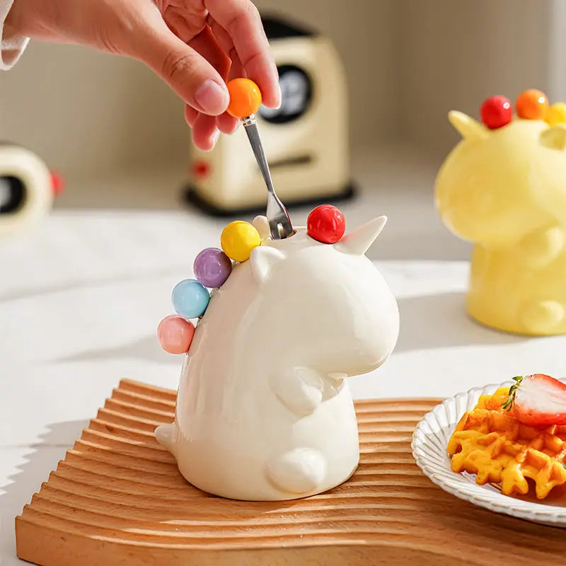 BowLift | Ceramic Unicorn Stainless Steel Fruit Fork Set