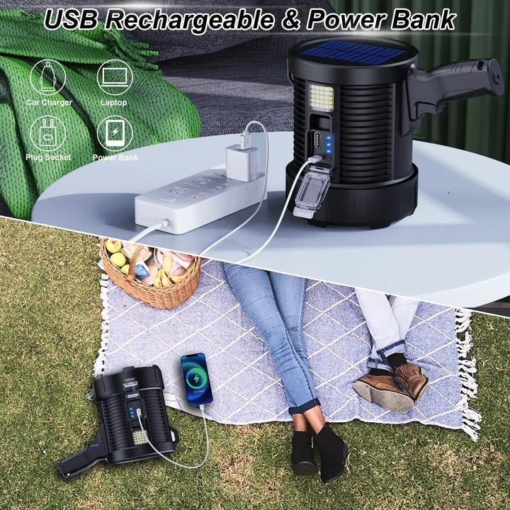 BowLift | Spotlight LuminexPro 900K | 900,000 Lumens | 10,000 mAh Battery | Solar & USB Charging Function | IPX5 Waterproof