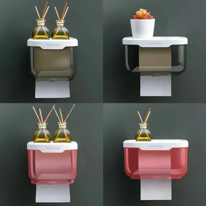 BowLift | Wall-Mounted Toilet Paper Holder | With Shelf & Waterproof Box | Modern & Space-Saving