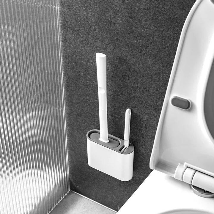 Silicone toilet brush with wall holder | Bowlift