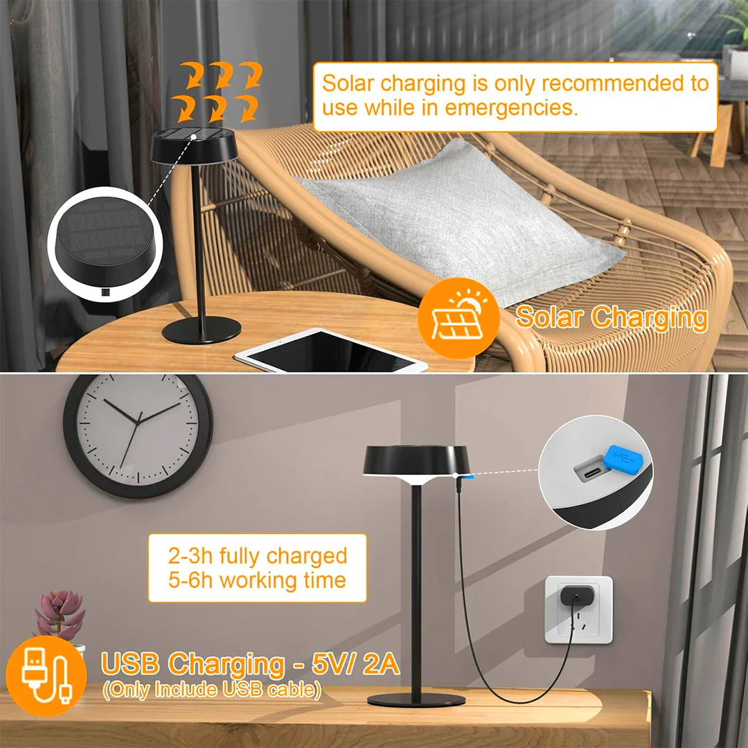 BowLift | Solvella Solar Table Lamp LED | Dimmable & Cordless | 3 Light Colors | IP65 Waterproof for Indoor & Outdoor