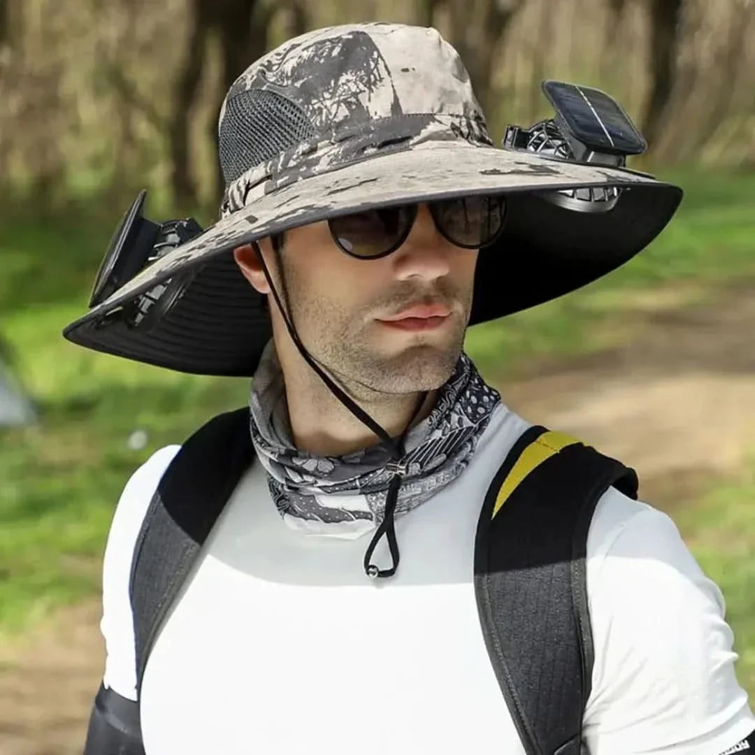 Solar Fan Fisherman's Hat - Solar Energy & USB Charging | Bowlift