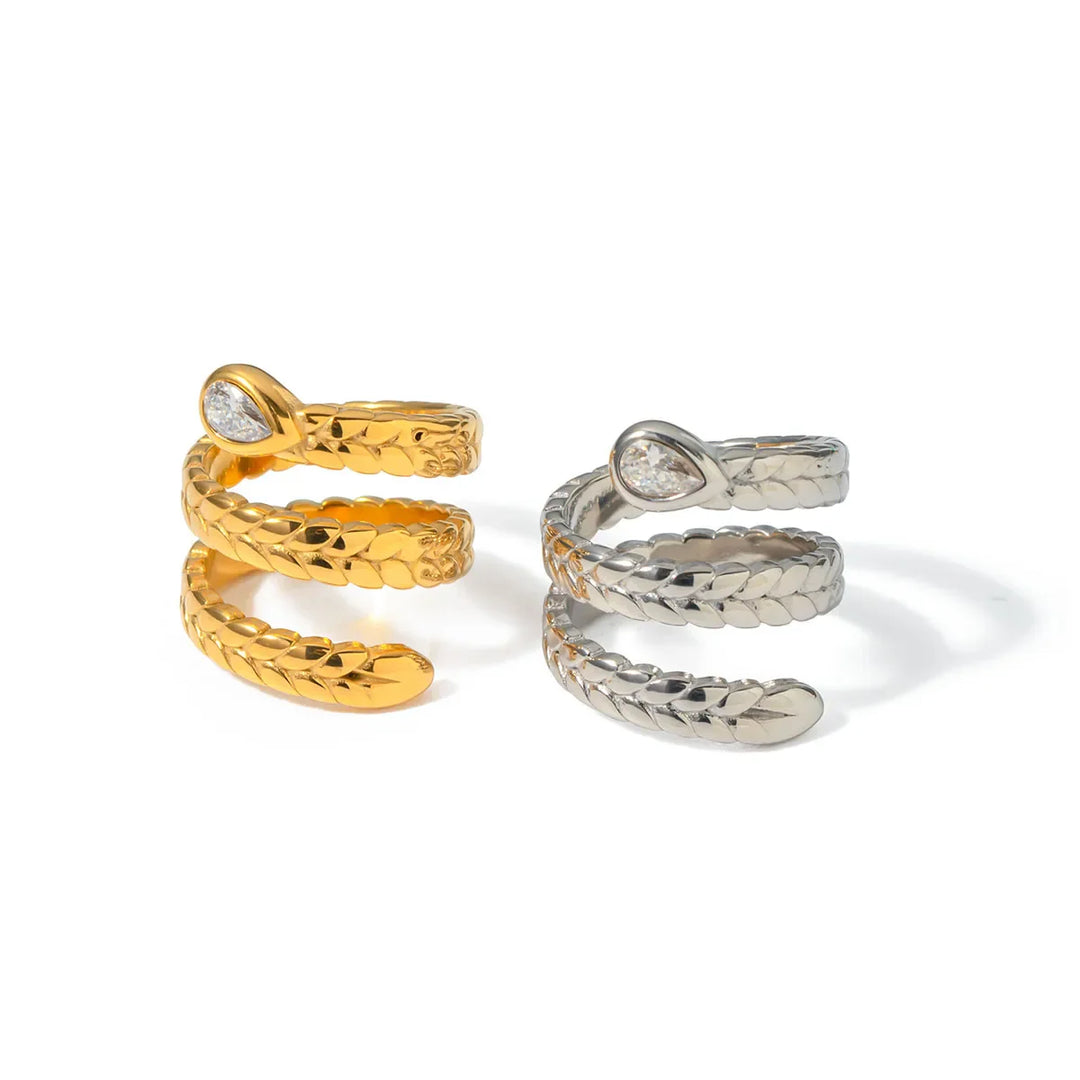 BowLift | Triple Wrap Diamond Eye Leaf Textured Ring