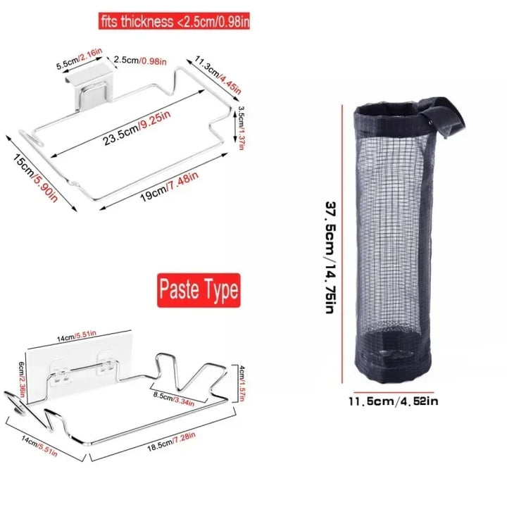 BowLift | ClipBin Waste Holder | Stainless Steel Clip for Garbage Bags | No Drilling | For Kitchen & Bathroom