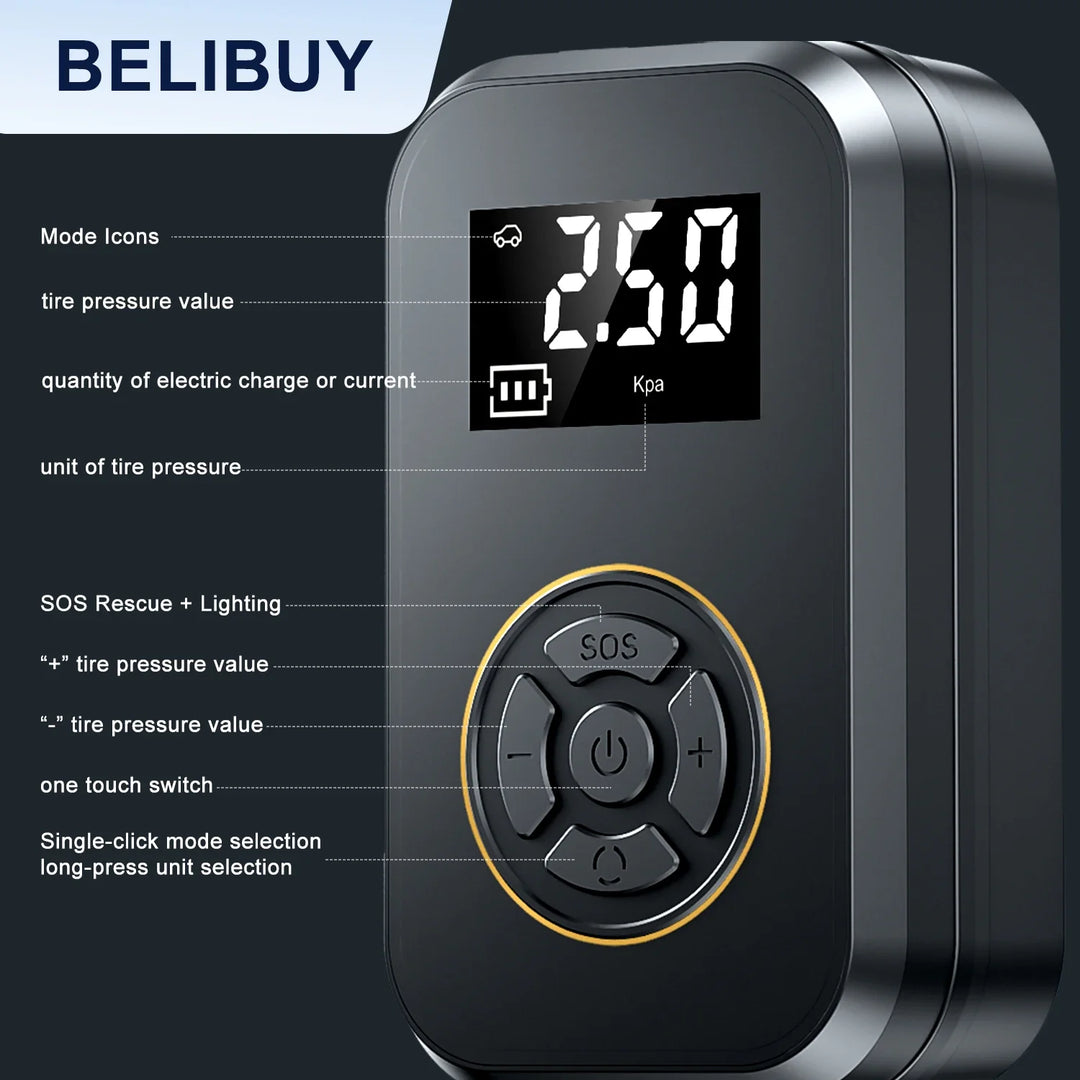 BowLift | AirVolt Go Compressor | Wireless & Rechargeable | Tire Pressure & Power Bank in One | Compact & Mobile