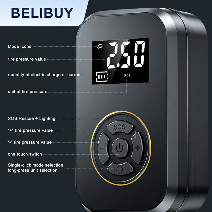 BowLift | AirVolt Go Compressor | Wireless & Rechargeable | Tire Pressure & Power Bank in One | Compact & Mobile