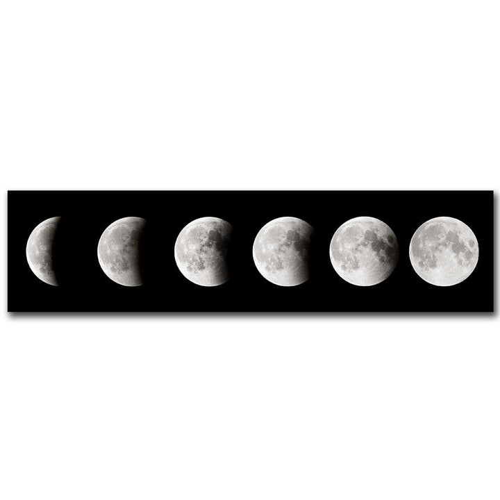 Moon Phases Wide Format Black White Wall Art Canvas Prints Pictures For Bedroom Above The Bed Living Room Decor | Bowlift