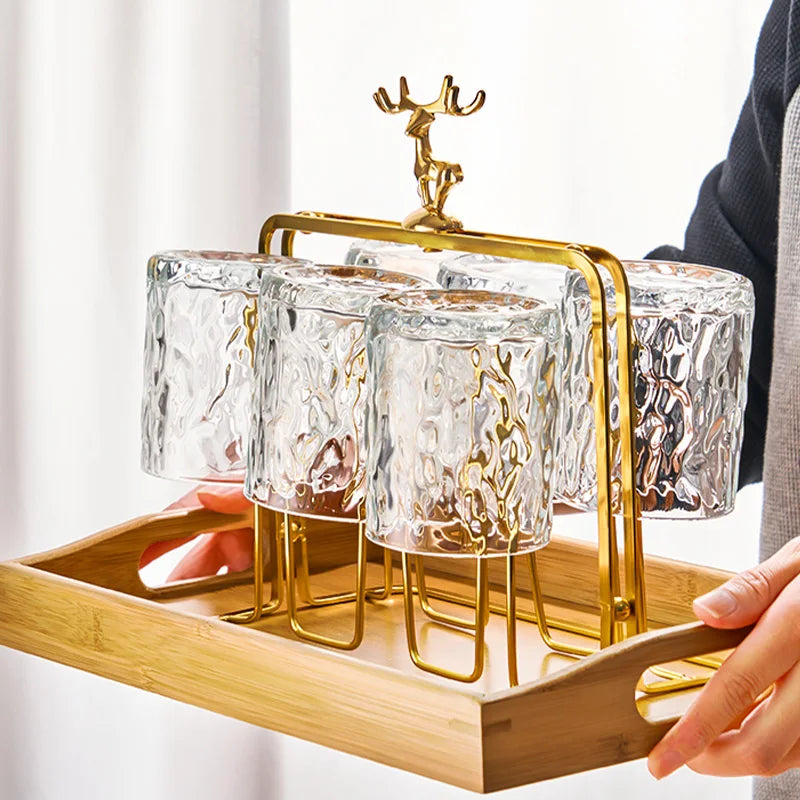BowLift | Glacio Glass Cup Holder - Glass Party Holder with Reindeer Design for Luxurious Whisky Experience