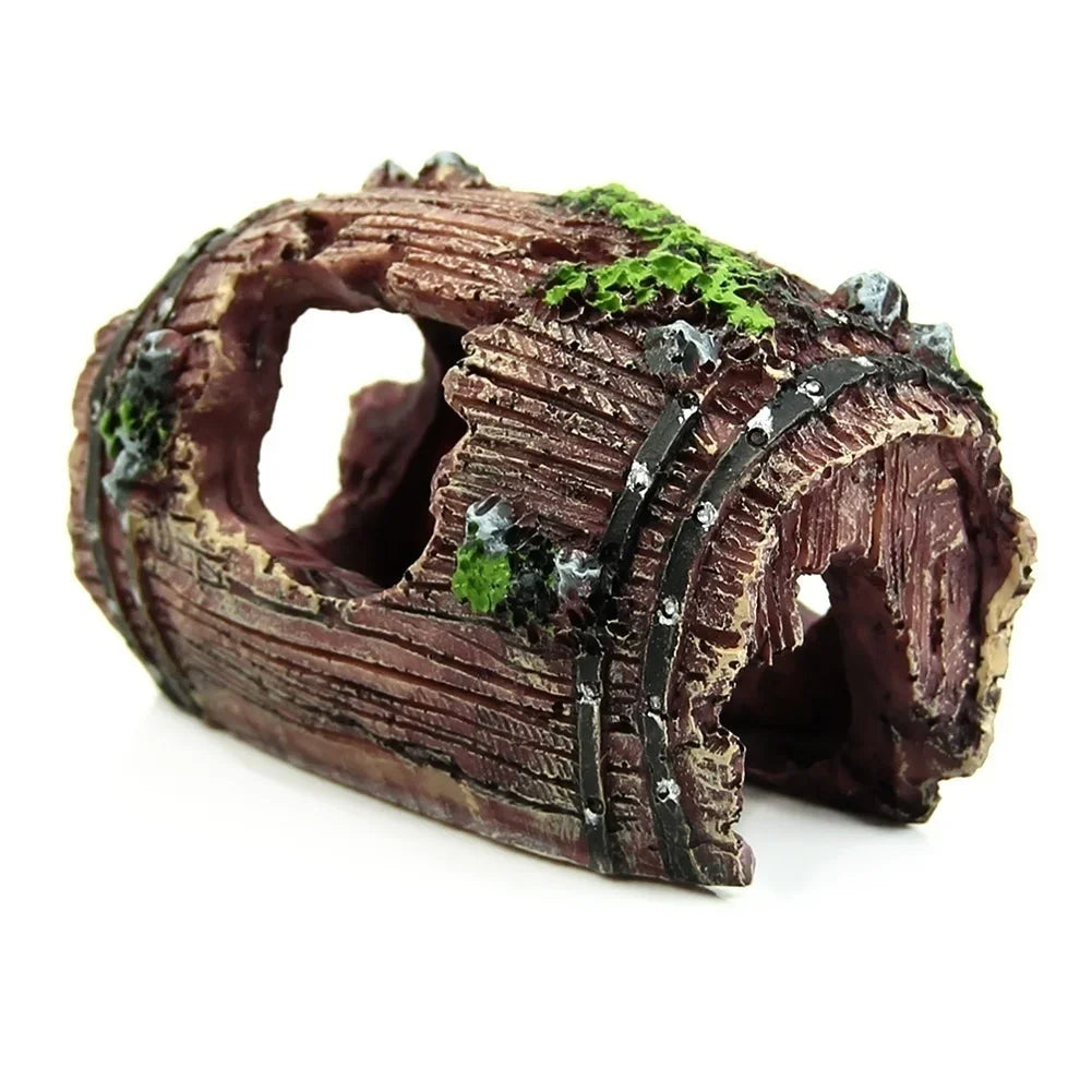 BowLift | Aquavinto Aquarium Deco Barrel | Realistic & Non-Toxic | Hiding Place for Fish | 6x9cm Resin