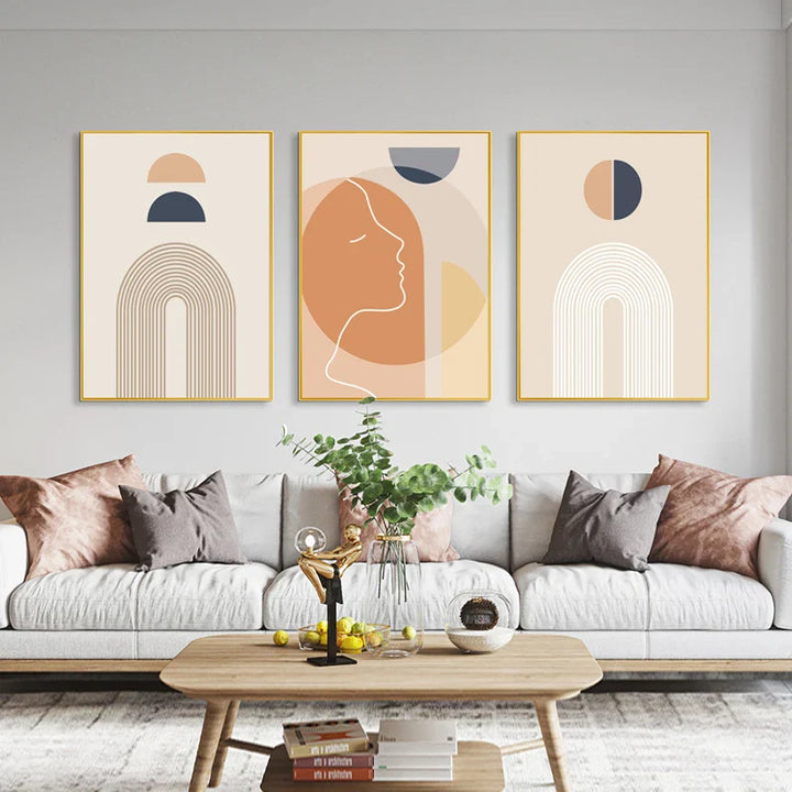 Minimalist Abstract Solar Geometry Wall Art Fine Art Canvas Prints Pictures For Living Room Bedroom, Home Office Art Decor | Bowlift