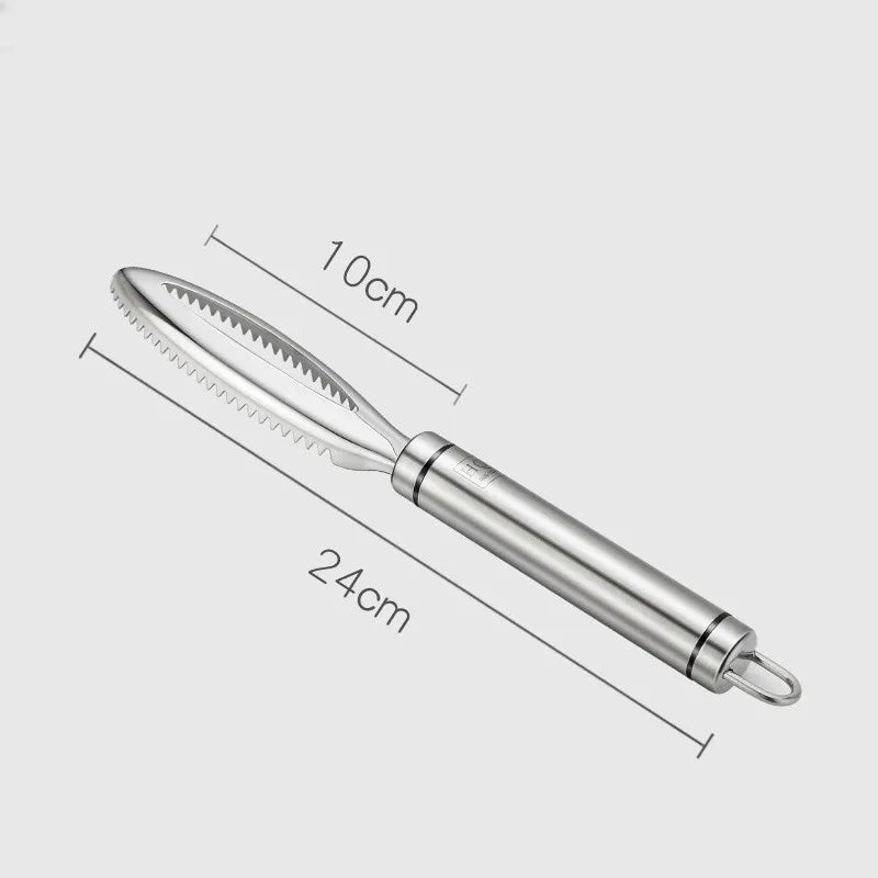 BowLift | Kitchen block fish scale remover made of stainless steel | Hygienic fish skin scraper with bone tweezers | Rustproof & durable
