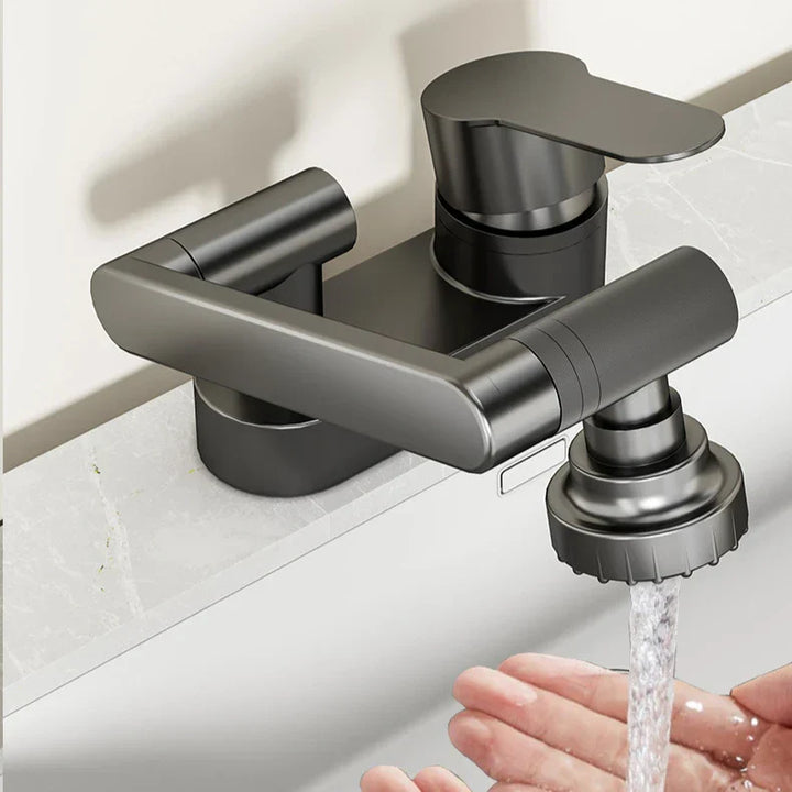 Aqua Twist Duo-Flex Basin Mixer – 360° swiveling two-hole faucet for hot and cold water Bowlift