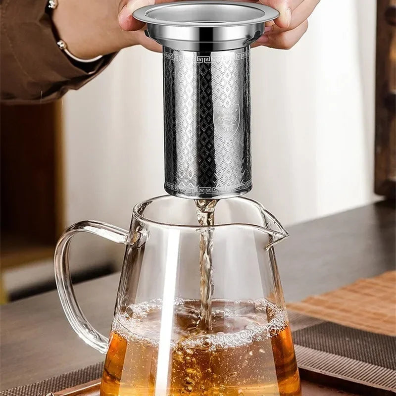 BowLift | 450ml-950ml Heat Resistant Glass Teapot – Stainless Steel Tea Filter, Flower Kettle for Kung Fu Tea, Puer and Oolong Tea