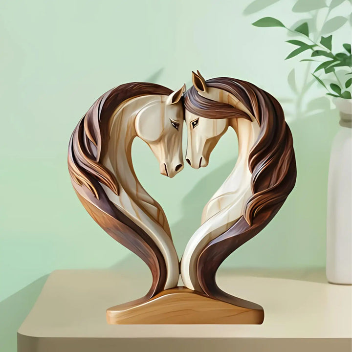 BowLift | Equora Horse Sculpture | Horse Sculpture Wood | 2D Design in Embrace Pose | Decoration for Living Room, Office & Children's Room