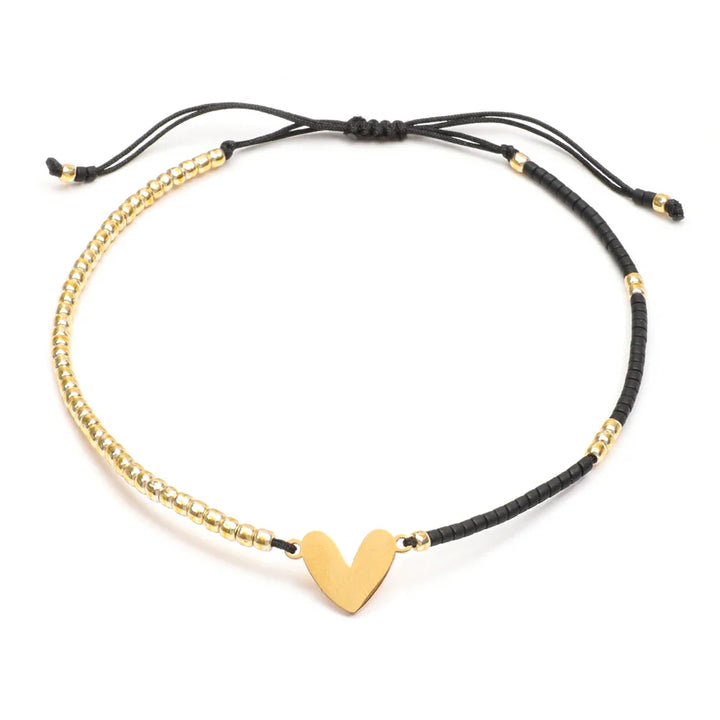 BowLift | Adjustable Dainty Beaded Flat Heart Bracelet