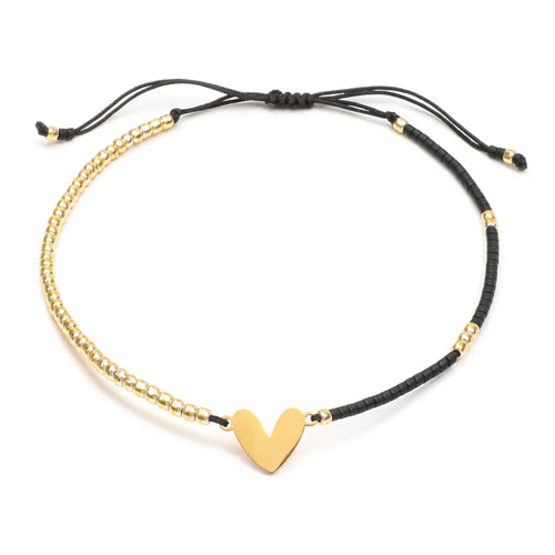 BowLift | Adjustable Dainty Beaded Flat Heart Bracelet