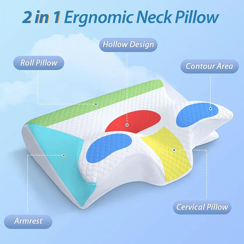 BowLift | 2-in-1 Memory Foam Cervical Pillow with Ergonomic Contour Design – RestAlign