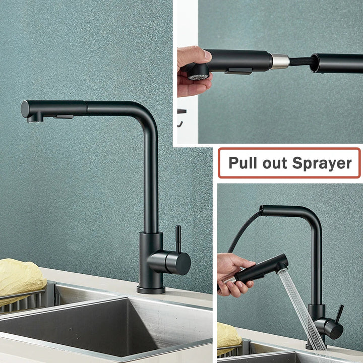 FlexiJet Black extendable kitchen faucet Bowlift