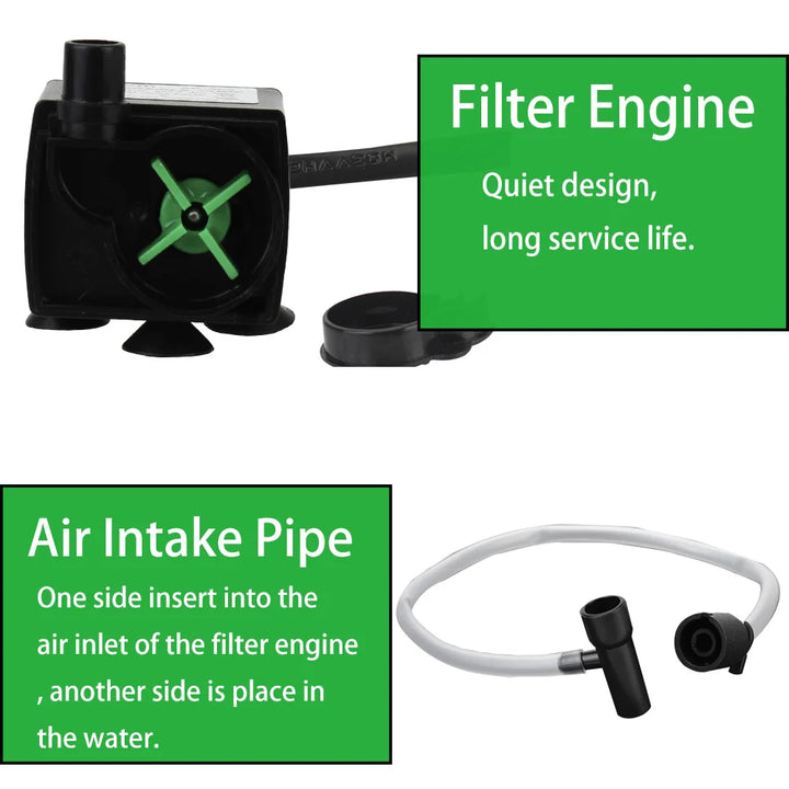BowLift | AquaThero Water Filter Pump for Aquariums | Submersible Pump with Filter & Oxygen Supply | For Fresh & Saltwater | EU Plug