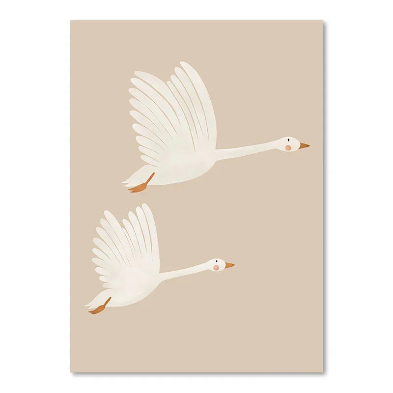 Cute Baby Animals Nursery Wall Art Illustrations Fine Art Canvas Prints Geese Mouse Lion Polar Bear Poster Pictures For Baby's Room Wall Decor | Bowlift