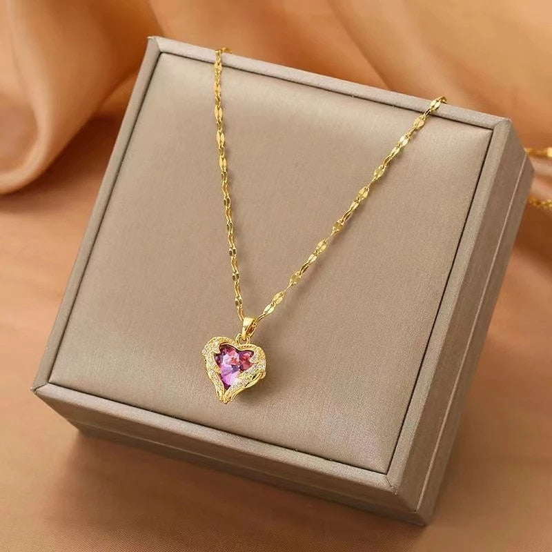 BowLift | Ocean Heart Stainless Steel Zircon Necklace