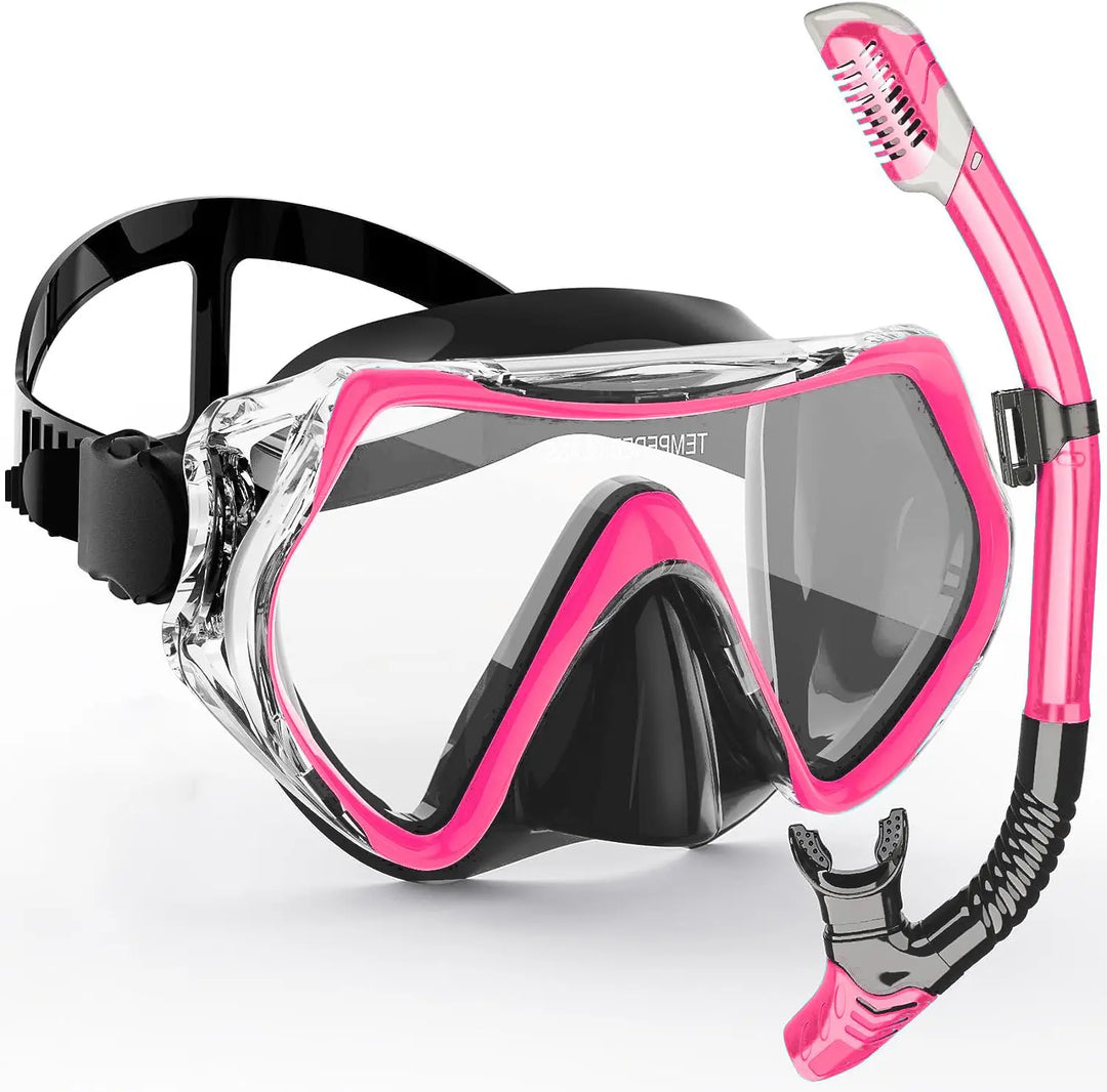 BowLift | AquaVision Snorkel Mask Set for Adults | Anti-Fog & Impact Resistant | Silicone Edge & Dry Snorkel | 180° Field of View