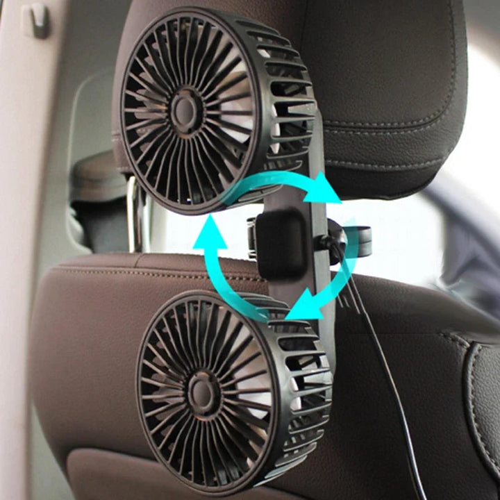 BowLift | Portable USB Dual-Head Car Fan 360° Rotatable with 3 Speeds – CoolBreeze