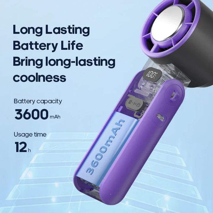 CoolityGo Handheld Fan with Ice-Cool Technology | 100 Speed Levels | 3600mAh Battery | Foldable & Ultralight | Bowlift